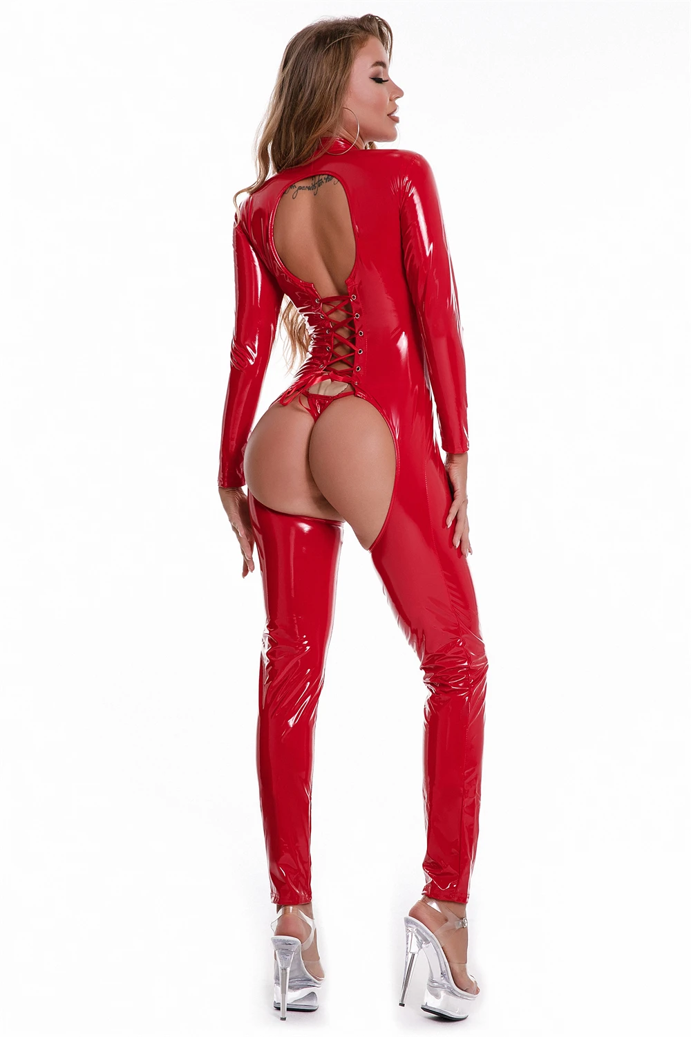 latex crotchless rompers porn club faux