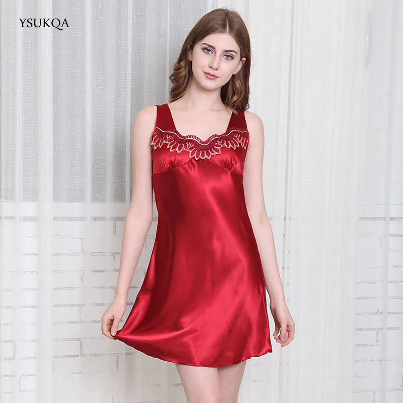 ysukqa brand sexy nightgowns faux silk