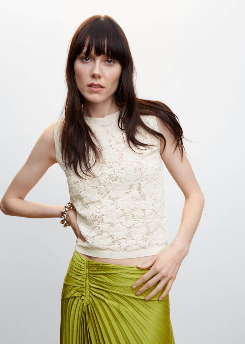 floral openwork knitted top woman mango